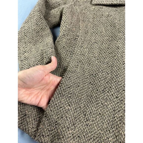 Emanuel Ungaro Wool Blend Tweed Jacket Size 8 Brown Black Asymmetrical Full Zip - Picture 4 of 7